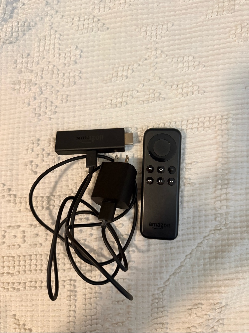 Amazon Black Streaming Stick with Remote and Power Cable
